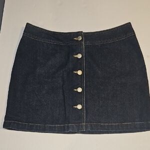 Vintage 90s Button Down Blue Jean Mini Skirt Size 6 Old Navy Denim